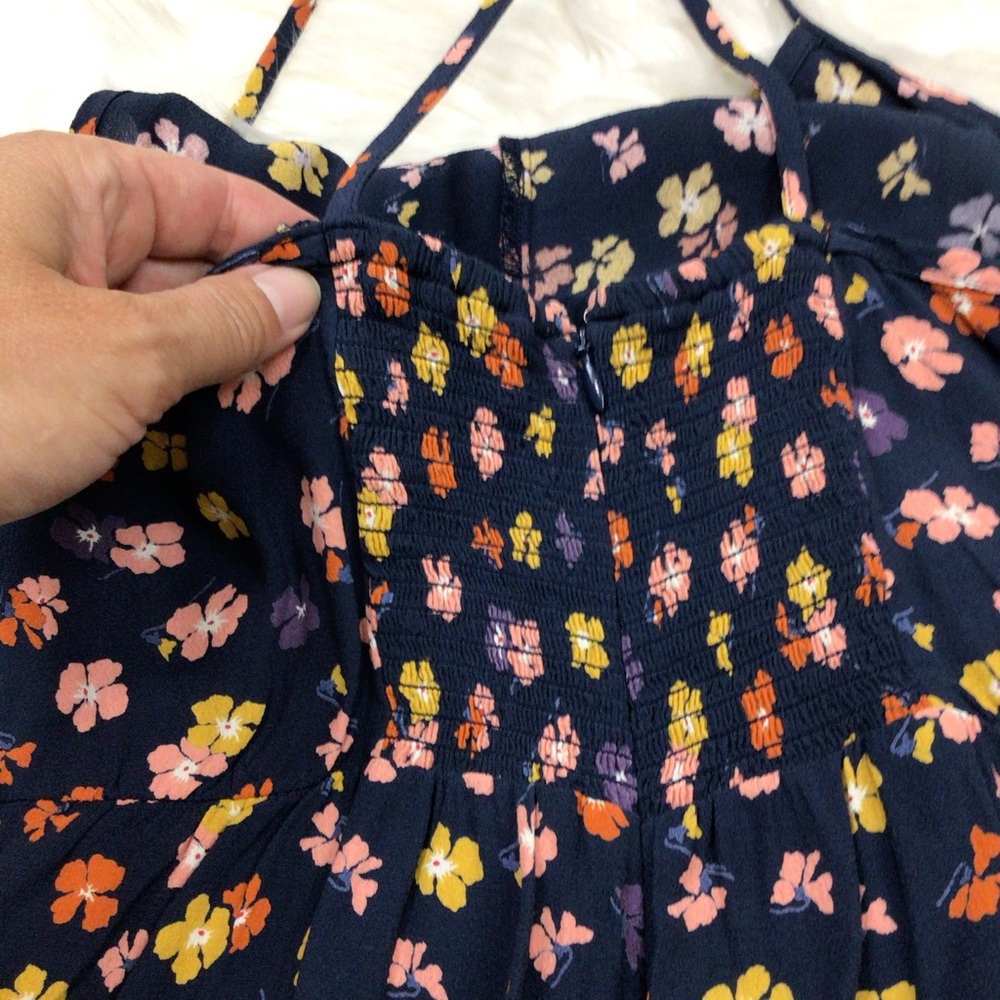 Madewell Smocked Floral Culotte Crop Wide Leg Jumpsuit Flowers Straps 2 - Picture 5 of 12
